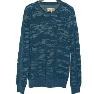 Maison Margiela Teal Blue Chenille Textured Wool Sweater